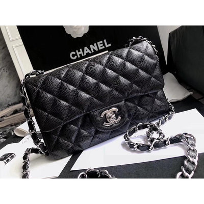 Chanel 香奈兒包 A69900 Flap Mini Coco 包 荔枝紋 20 Cm 黑銀鍊