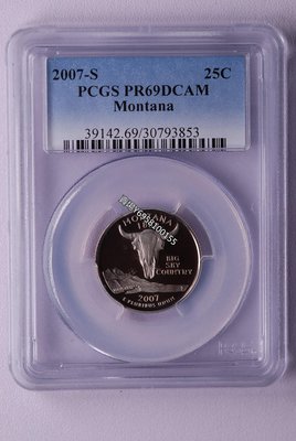 評級幣2007年美國蒙大拿州紀念幣S版精制（PCGS PR69 D) 紀念幣 錢幣 郵票 【奇摩收藏】