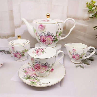 廠家出貨歐式骨瓷咖啡杯家用馬克杯下午茶玫瑰莊園茶具輕奢紅茶杯碟套裝