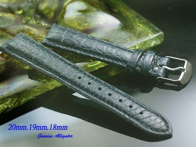 【時間探索】進口純正鱷魚皮高級錶帶藍綠色 ( .20mm.19mm.18mm)