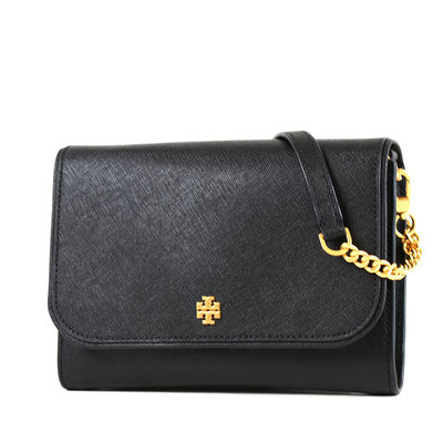 美國正品 TORY BURCH 防刮十字紋翻蓋鍊帶斜背WOC包-黑色【現貨】