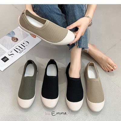 EmmaShop艾購物-韓國同步上新-韓妞百搭針織便鞋/休閒鞋