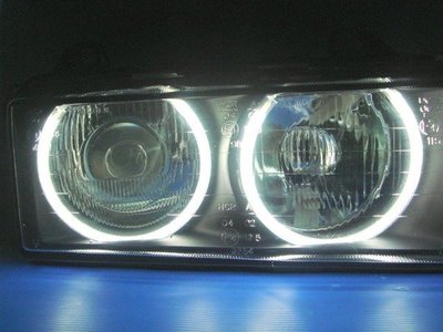 小亞車燈╠ 全新 超機車亮 BMW E36 改 CCFL 光圈 魚眼 玻璃 大燈 一組4500