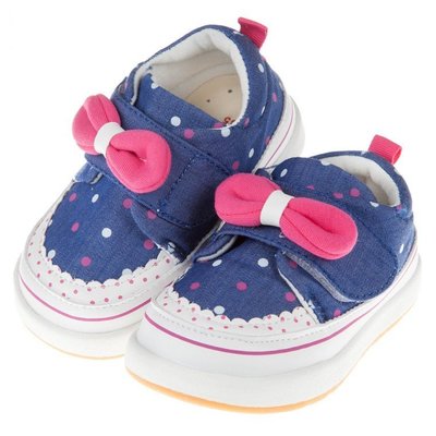 童鞋/(13~15.5公分)可水洗藍紫色寶寶布質學步鞋O7R738B