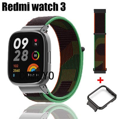 適用於 Redmi watch 3 錶帶 尼龍回環透氣腕帶 紅米手錶3 保護殼 金屬外殼 保護套 貼膜 保護貼