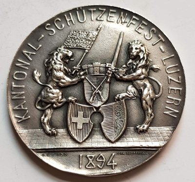 瑞士銀章 1894 Swiss Luzern Kant.Shooting Silver Medal.