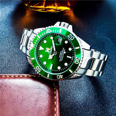 現貨男士手錶腕錶奧古拉斯瑞士綠水鬼手錶男士全自動機械錶夜光防水潛水錶