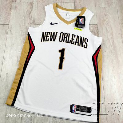 『 SLW 』CW3601-107男 NIKE NBA 2020 賽季新奧爾良鵜鶘隊 Dri-FIT 雙針織網眼布 球衣