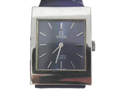 機械錶 [TITUS 2120] 鐵達時 經典方型[寶藍色面]手上鍊/古董/時尚/軍錶
