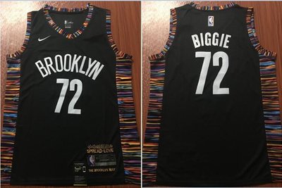 聲名狼藉先生(Biggie) NBA布魯克林籃網隊 熱轉印款式 城市版 球衣 黑色 72號