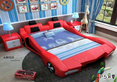 【大熊傢俱】CB P5  跑車床 汽車床 卡通床 兒童床 皮床 單人床 軟床 雙人床 造型床 紅色 單人加大