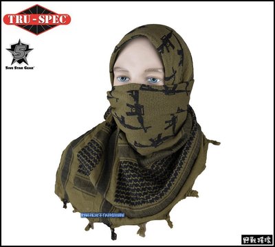 【野戰搖滾-生存遊戲】美國 TRU-SPEC 軍事風阿拉伯方巾【M4步槍款-軍綠色】圍巾面罩頭巾頭套脖圍M4A1