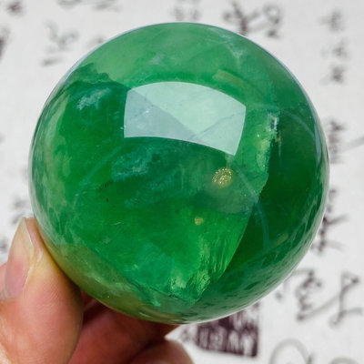 B558天然紫綠螢石水晶球擺件綠色水晶原石打磨屬木客廳辦公家23552855 水晶 原石 擺件【玲瓏軒】