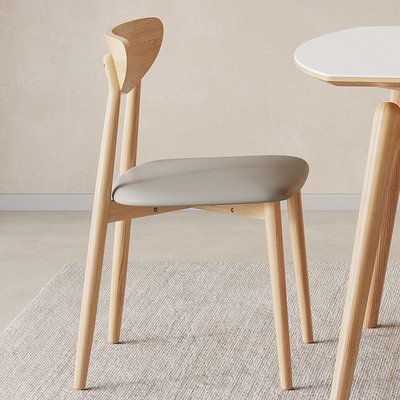 北歐實木餐椅家用原木奶油風現代簡約餐桌椅子設計師餐廳靠背凳子