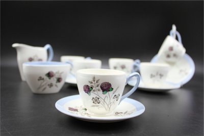 【旭鑫骨瓷】SPODE 紫花綠葉系列 英國 骨瓷 瓷器 杯組（B.16）