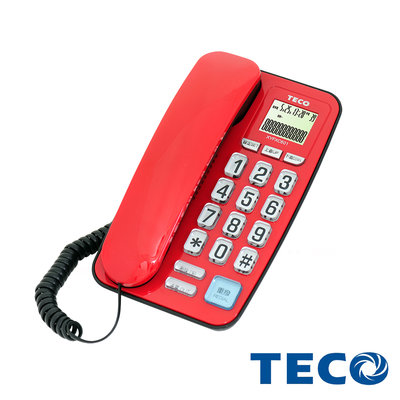 TECO 時尚紅東元小巧可壁掛來電顯示有線電話XYFXC601【全新現貨】