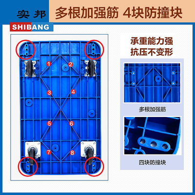 實邦塑脂平板車靜音帶護欄雙層平板車小推拉貨車加厚輪拖車~明天見