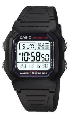 W-800H卡西歐CASIO十年電池多功能鬧鈴雙時區電子錶