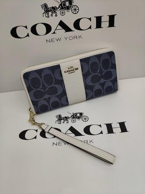 【小老虎全球購】全新 COACH 4453 美國正品代購新款C logo拉鏈長款錢包 長夾 手拎包 手腕包 皮夾 超低直購