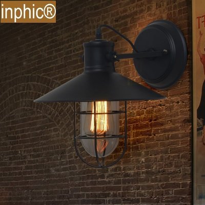 INPHIC-Loft 鄉村工業復古 北歐美式床頭燈 倉庫鳥籠壁燈