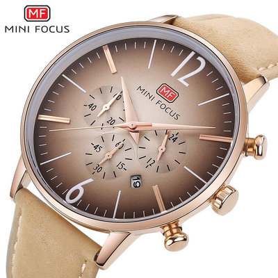 現貨男士手錶腕錶MINI FOCUS福克斯外貿男錶速賣通wish運動多功能皮手錶MF0114G