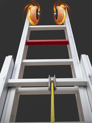 精品百安步消防梯子工程梯加厚工地三聯節單面伸縮便攜折疊升降6-20米