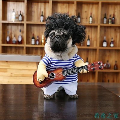 【熱賣精選】搞怪寵物變身站立裝 貓咪衣服 小狗狗搞怪貓吉他手  廠家直銷