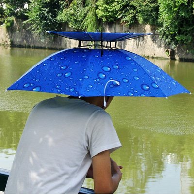 促銷打折 釣魚傘單雙層防風傘帽頭戴傘折疊頭戴式防曬遮雨雨傘頭特價