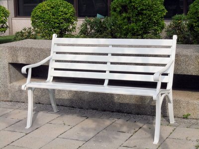 [兄弟牌休閒傢俱]鋁合金雙人公園椅~白色粉體烤漆不生鏽結構堅固耐用~椅腳地面可固定!