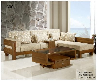 鴻宇傢俱~日式風L型木製布沙發/木板椅 全組 另可訂做貓抓皮