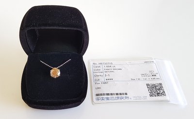 彩鑽  天然鑽石 1.694 克拉，天然彩鑽 FANCY BROWN  ， 保證真鑽  超級特價便宜賣