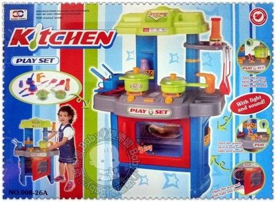 ☆Babyの遊樂園☆ 兒童 家家酒 玩具廚房組 廚具爐台遊戲組 音效 聲光 烤箱 生日禮物