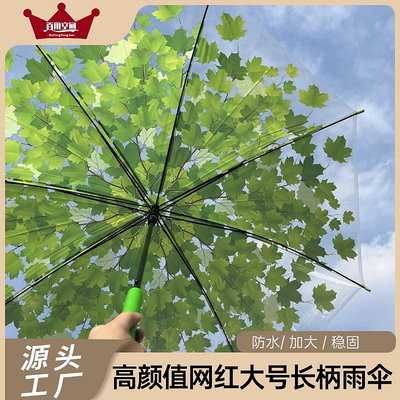 【現貨】雨傘防風兒童晴雨兩用大號自動長柄傘白色網紅抗風結實直桿