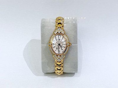 遠麗精品(板橋店) s0421 BijouMontre寶爵 鑲白鑽橢圓錶面玫瑰金腕鍊錶