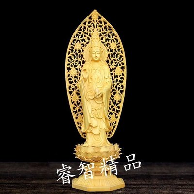 佛藝館 西方三聖 南無觀世音菩薩 法像莊嚴 觀音菩薩 黃楊木（GA-2991）