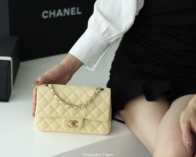 二手Chanel CF20大mini Classic flap bag A01116牛皮小雞黃