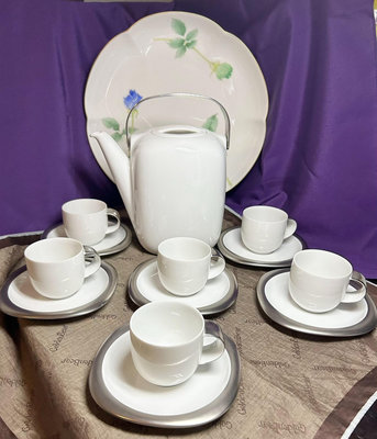 德國盧臣泰Rosenthal經典白瓷咖啡壺咖啡杯杯套 紅茶壺