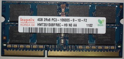 4G海力士DDR3-1333記憶體4GB PC3-10600S-9-10-F2雙面顆粒2RX8筆電1.5V HYNIX