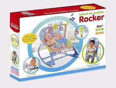 嬰兒搖椅IBABY嬰兒搖椅兒童電動按摩搖椅附音樂拉鈴藍色