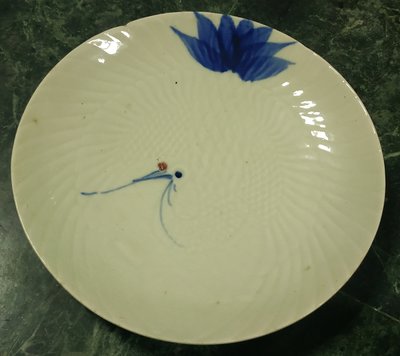 早期老碗盤  手繪丹頂鶴 大圓盤。。（1）