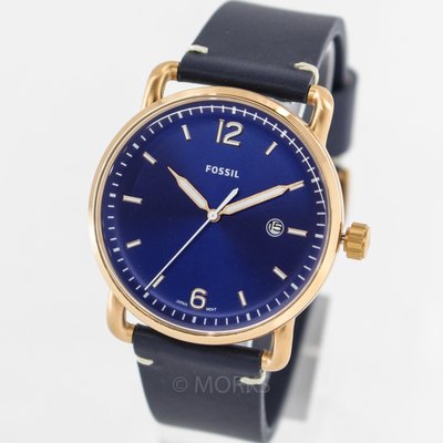 現貨 可自取 FOSSIL FS5274 手錶 42mm COMMUTER 玫瑰金 藍色面盤 日期視窗 皮錶帶 男錶女錶