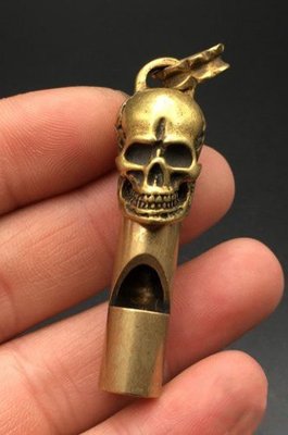 純銅骷顱頭口哨吊墜黃銅哨子掛件鑰匙扣銅器古玩收藏禮物銅飾