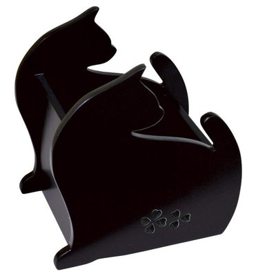 日本品牌 黑色可愛貓咪喵喵遙控器手機收納架多功能儲物架辦公用品文具雜物收納盒儲物箱送禮禮物 3458b