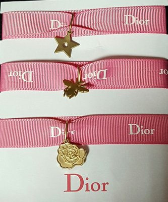 Dior 迪奧 粉紅緞帶手環 幸運之星 / 工蜂 /岡維拉玫瑰 三款 任選款