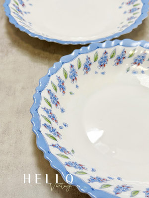 法國弓箭手arcopal奶玻璃花卉強化瓷深盤平盤餐碗餐盤