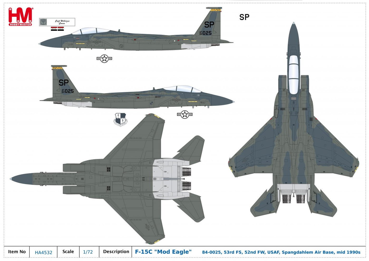 【魔玩達人】1/72 HM HA4532 F-15C 美軍 鷹式戰鬥機 Mod Eagle 新迷彩特別塗裝【新品預購】