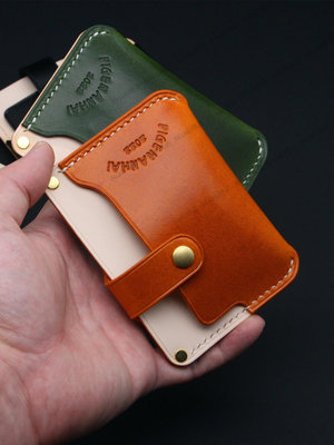 手工復古超薄名片卡包迷你創意頭層駕照包零錢包證件包身份證卡套-Misaki精品