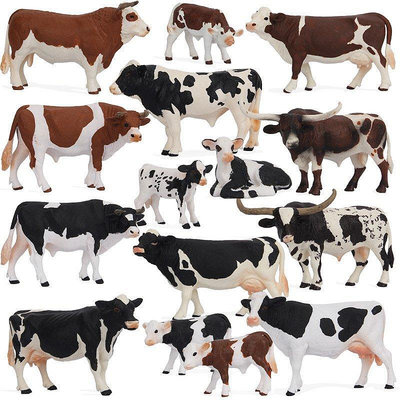外貿實心仿真動物模型套裝農場動物玩具奶牛水牛黃牛野牛擺件飾品*優惠價
