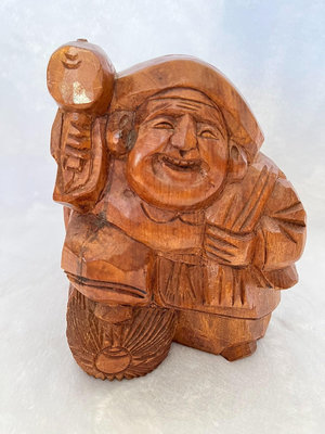 日本回流【木雕】神仙置物擺件全新天然木雕刻  大黑天 七福神
