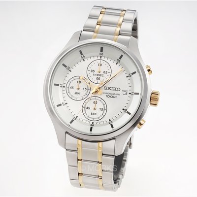 現貨 可自取 SEIKO SKS541P1 精工錶 手錶 42mm 三眼計時 金色指針 白面盤 鋼錶帶 男錶女錶